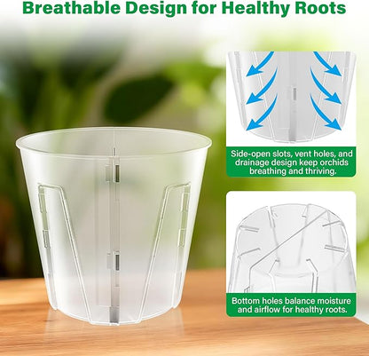 5 Inch Side-Open Orchid Pots 12 Pack, Breathable Slotted Flower Pots - Image 4