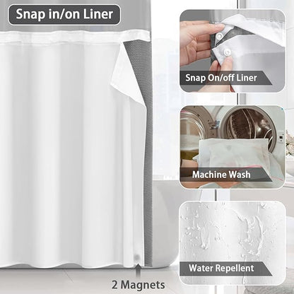 No Hook Shower Curtain and Liner Set - Image 4