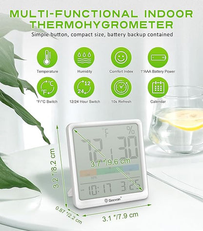 Geevon Digital Indoor Thermometer Hygrometer, Wireless Temperature Humidity - Image 2