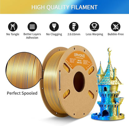ERYONE Silk Dual Color PLA Filament 3D Printer 1.75mm +/- 0.03mm, Bicolor - Image 5