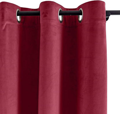 ChadMade Blackout Lined Premium Velvet Curtain Burgundy Red 50Wx96L Inch - Image 2