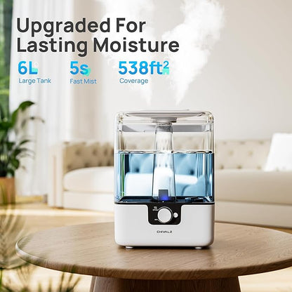 CHIVALZ 6L Humidifiers for Bedroom Large Room Home, Cool Mist Top Fill - Image 2