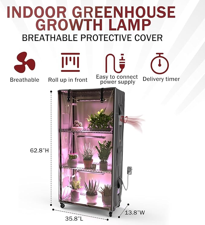 Indoor Greenhouse with Clear Cover – 4-Tier Portable Plant Stand with 3 T8 Grow - Image 2