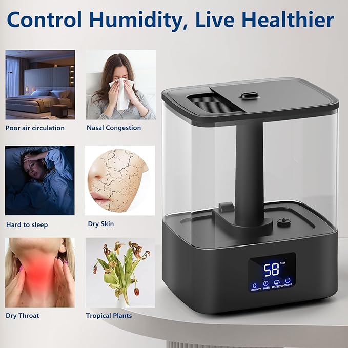 KZF 4L Top Fill Humidifiers for Bedroom & 60H Runtime - Image 2
