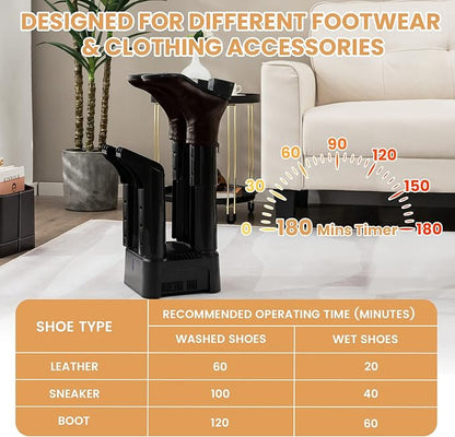 COSTWAY Shoe Dryer, 180 Mins Timer, CETL Standard Noiseless Boot Warmer - Image 3