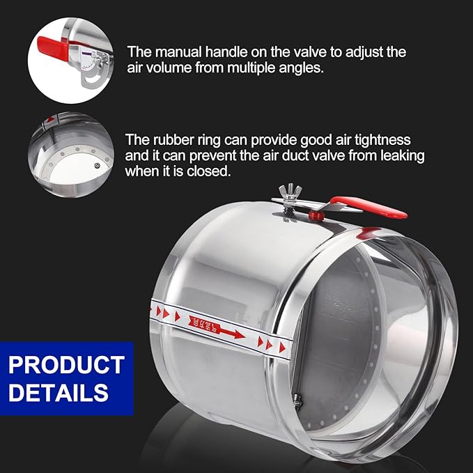 PATIKIL HVAC Duct Manual Volume Backdraft Damper, 8 Inch, Airflow Ducting - Image 3