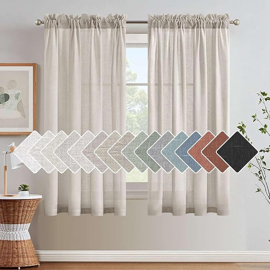 H.VERSAILTEX Linen Curtains Elegant Natural Linen Semi Sheer Curtains Energy by HVERSAILTEX