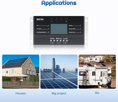 Solar Charge Controller 30A 12V/24V PWM Negative Ground Solar Charge Controller - Image 6