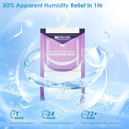 Moisture Absorbers 20 Pack Lavender Fragrance, Hanging Closet Dehumidifier Bags - Image 3
