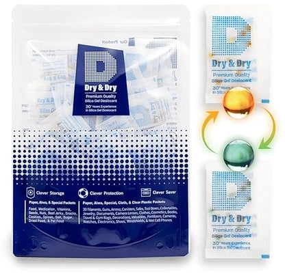 Dry & Dry 2 Gram Orange Indicating Silica Gel Packets Desiccants by DryDry