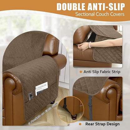 Arfntevss Waterproof Sectional Couch Covers L Shape Washable Velvet Sofa Cover - Image 4
