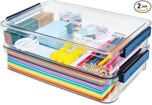 2 Pcs 5.5qt 9 x 13 Plastic Portable Project Case by CATOOMUU