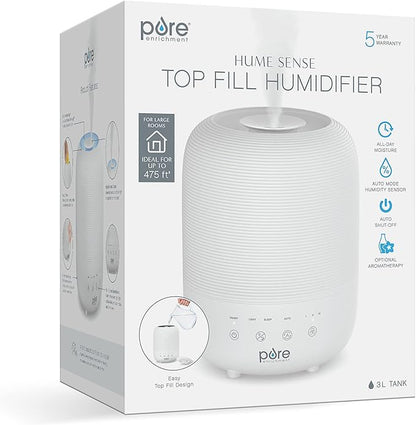 Pure Enrichment® HUME™ Sense Top Fill Humidifier – Large 3L Tank, Auto Mode - Image 7