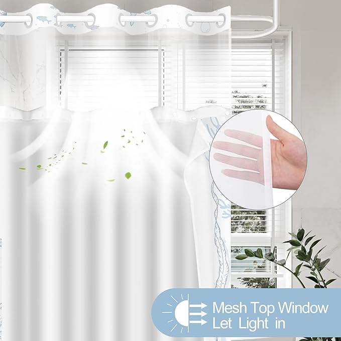 Extra Long No Hook Shower Curtain - Image 4