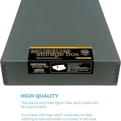 Lineco Museum Archival Storage Box, 11.75x18.25x3 in. Drop Front Design. - Image 3