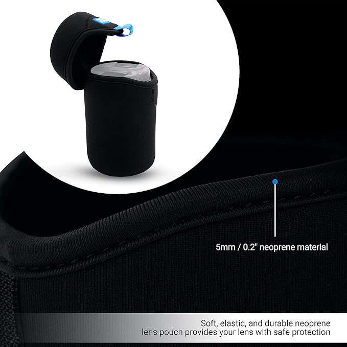 JJC Water Resistant Neoprene Camera Lens Pouch Case, Fold-Over Lens Bag - Image 3