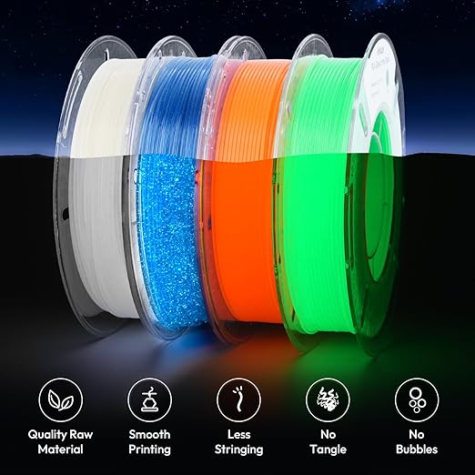 AMOLEN Glow in The Dark 3D Printer PLA Filament Christmas Bundle, Glow Filament - Image 5