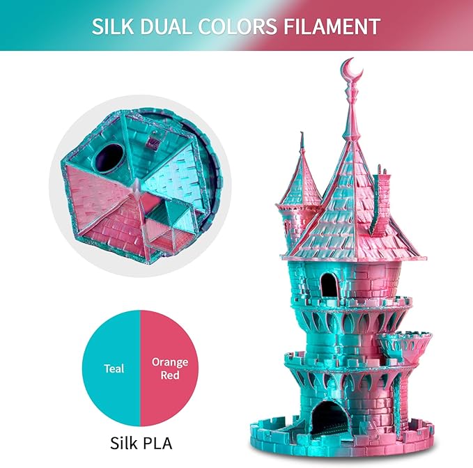 ERYONE Silk Dual Color PLA Filament 3D Printer 1.75mm +/- 0.03mm, Bicolor - Image 4