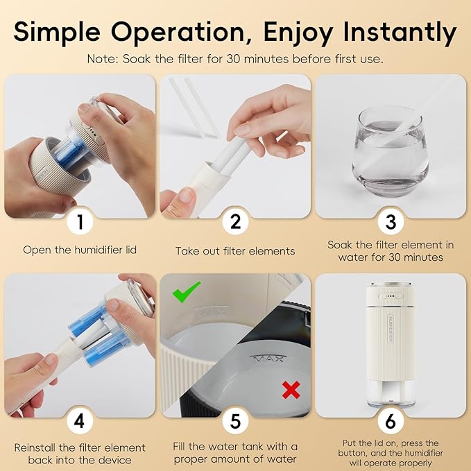 Portable Small Humidifiers for Travel, Mini Air Ultrasonic Humidifier - Image 8
