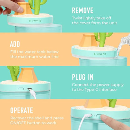 Cactus Mini Humidifier, Cute Desktop Humidifiers - Image 6