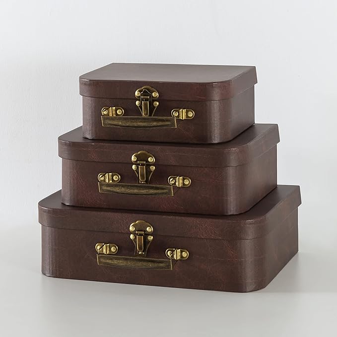 SLPR Paperboard Suitcases Set of 3, Nesting Luggage Decorative Mache Boxes - Image 5