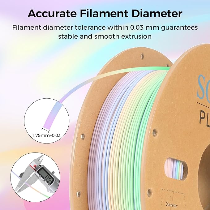Sovol 3D Printer Matte Multicolored Fast Change Rainbow PLA 1kg Spool 3D - Image 5