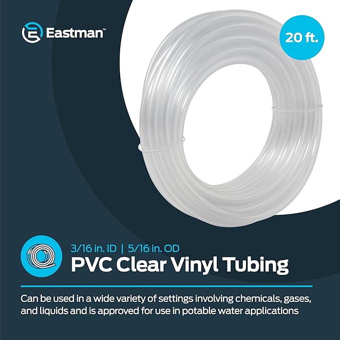 Eastman 3/16 Inch ID PVC Clear Vinyl Tubing, 20 Foot Length - Image 2