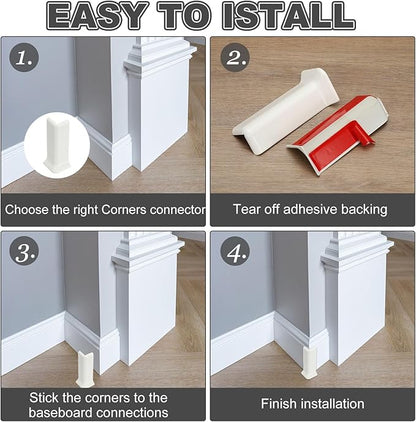 uxcell Self Adhesive Baseboard Corner Blocks, 4.07 Inch Wall Edge Corner - Image 5