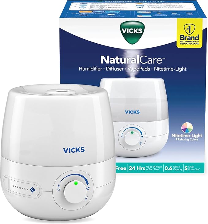 Vicks NaturalCare Cool Mist Ultrasonic Humidifier, Small Room Humidifier by VicksDevices