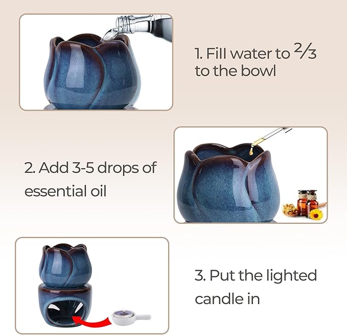 ComSaf Essential Oil Burner for Scented Oil, Ceramic Aromatherapy Aroma Oil - Image 7