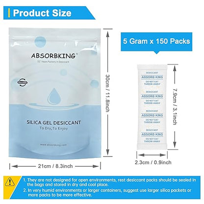 Silica Gel Packs – 150 Packs 5 Gram Desiccant Packs, Moisture Absorbers - Image 2