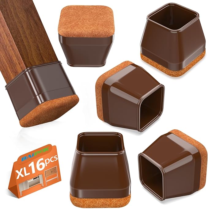 16Pcs Square Chair Leg Floor Protectors by BAIPOK