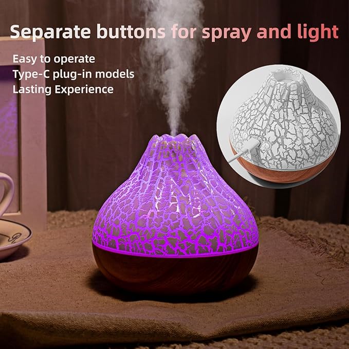 Mini Colorful Cool Humidifier, Volcano Shape Humidifier, USB Personal Desktop - Image 4