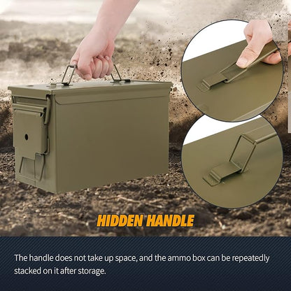 GUGULUZA Metal Ammo Can 30/50 Cal, Lockable Bullet Storage Case, Waterproof & - Image 6