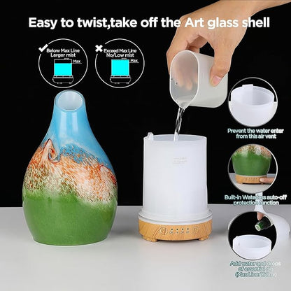 Vase Aroma Essential Oil Diffuser 160ml Art Glass Ultrasonic Cool Mist Scent - Image 6