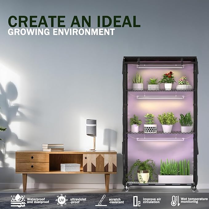 Indoor Orchid Greenhouse with Grow Lights, 4-Tier Plant Stand with 3 Full - Image 7