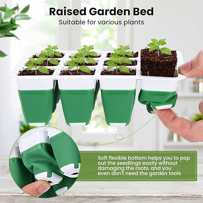 6 Packs Seed Starter Tray with Grow Lights, 72 Cells Silicone Seed Starter Kits - Image 2