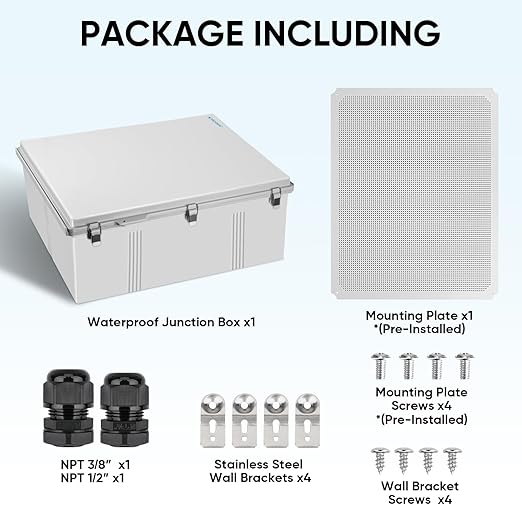TICONN Outdoor Electrical Box Waterproof, Junction Box IP67 ABS Plastic - Image 6