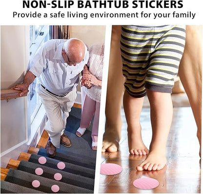 24 PCS Bathtub Non Slip Stickers Pink Adhesive Decals Round Shape Anti Slip - Image 4