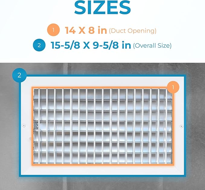 Aluminum 14 x 8 Inch Air Vent Covers Wall AC Grille – Premium Register Vent - Image 3