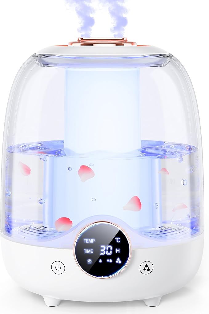 Humidifiers for Bedroom, 3L Tank for 30H 20dB Quiet Mist Time, Dual Nozzles by MRWALK