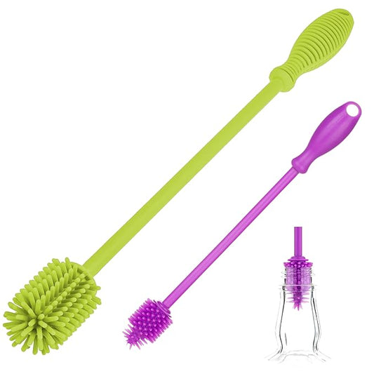 A-Brush Silicone Bottle Cleaner Brush, 2 Piece Set, Long Handle by A2SProtection