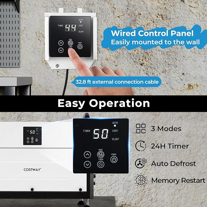 COSTWAY 155 PPD Commercial Dehumidifier, 1900 Sq.Ft Crawl Space Dehumidifier - Image 2