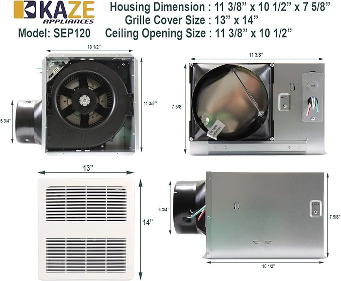 SEP120H | 120 CFM | 0.3 Sone Ultra Quiet | Energy Star Certified | Humidity - Image 7