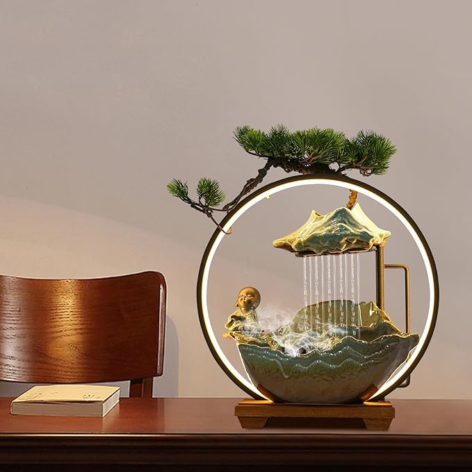 16In Bonsai Tree Statue Water Fountains Indoor Tabletop Waterfall Humidifier - Image 8