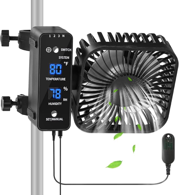 4" Grow Tent Fan with Auto Humidity Control | Quiet Oscillating Ventilation by DAOTAILI