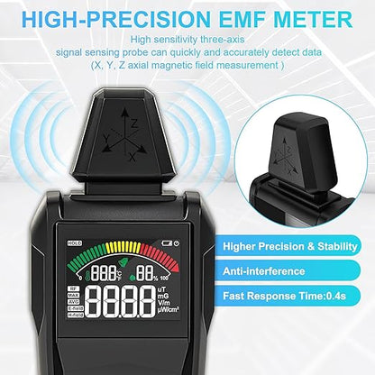 EMF Meter Radiation Detector, 5-in-1 EMF Detector, Magnetic Field & Radio - Image 5