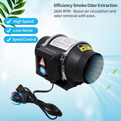 4 Inch Inline Duct Fan for Hydroponic Grow Tent Greenroom 3D Printer Enclosure - Image 3