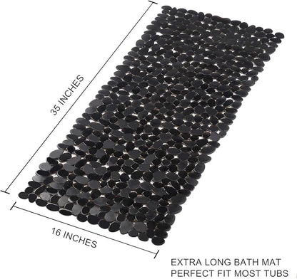 WELTRXE Non Slip Bathtub Mat 35 x 16 Inches Pebbles Shower Mats - Image 5