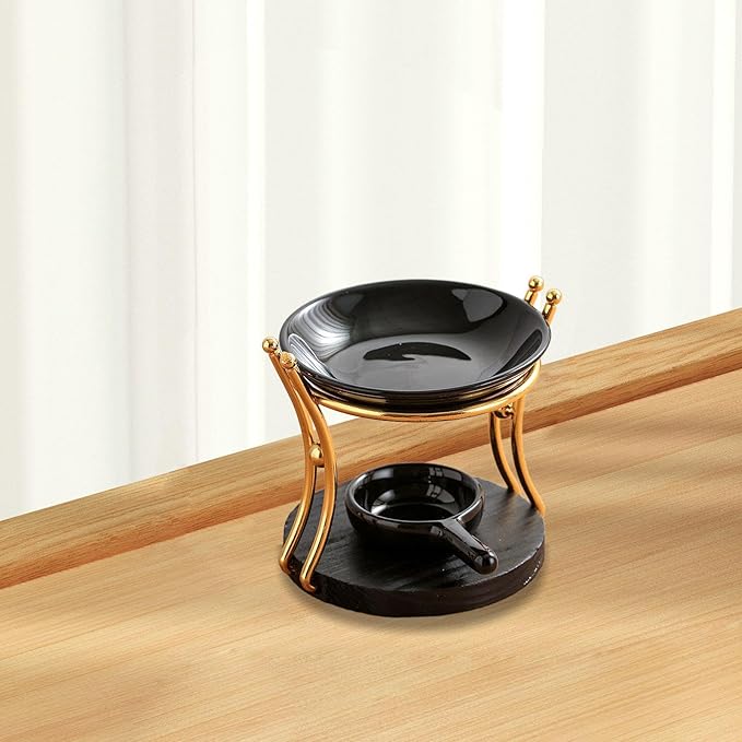 Tealight Candle Holder Oil Burner Wood Ceramic Aromatherapy Diffuser Wax Melt - Image 2
